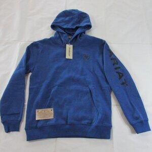 Ariat Boy's MD Long Sleeve Logo Hooded Pullover Sweatshirt Hoodie Poseidon